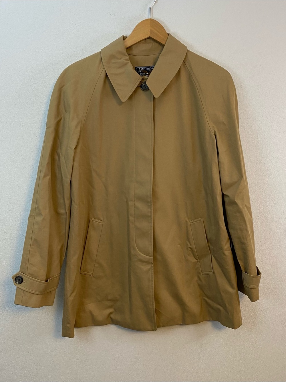 American Living Tan Khaki Button Down Trench Coat Womens Medium
